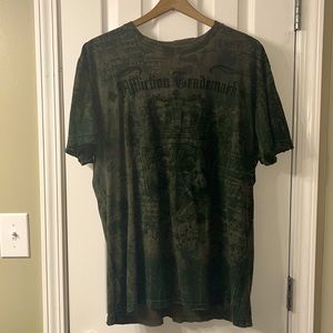 Affliction Trademark Shirt | Vintage Early 2000s | Dark Green | Raised L…